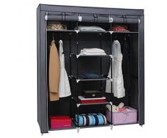 Songmics Armadio Cabina Guardaroba Appendiabiti In Acciaio Tessuto Grigio 175 x 150 x 45cm RYG12G