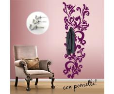 00647 Adesivi murali ''Floreale Appendiabiti'' - Stickers adesivi - 56x160 cm - Viola - Decorazione parete, adesivi per muro, carta da parati
