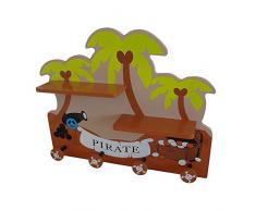 Bebe Style - Mensola e appendiabiti da parete, in legno, per bambini, motivo: pirata