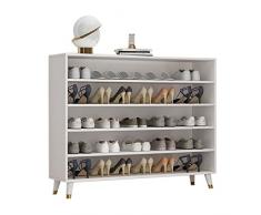 Scarpiere Scaffale per Scarpe da Casa, Scarpiera Bianca A più Livelli per Interni in Legno Massello Semplice, Supporto per Scarpe di Grande capacità E Salvaspazio(Size:100 * 29 * 94.2cm)