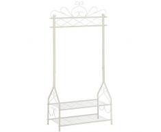 SONGMICS Appendiabiti Vintage con 2 Ripiani in Metallo 92 x 41 x 173 cm Beige HSR07W