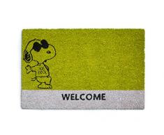 Excelsa Peanuts Zerbino Snoopy, Fibra di Cocco, Verde, 40 x 60 cm