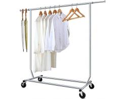 Appendiabiti Con Ripiani E Ruote, Bianco – 45x120x205 Cm, Doppia Asta, Ganci Laterali, Carico Fino A 204 Kg