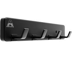 ANVAVA Appendiabiti da Parete,Attaccapanni da Muro Moderno Design ,Appendiabiti a Parete per Ingresso, Bagno, Camera da Letto, Cucina (Nero, 4 Ganci)