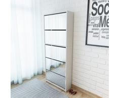 Festnight- Scarpiera 5 Strati a Specchio/Scarpiera Armadio Bianca 63x17x169,5 cm