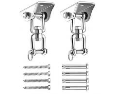 Ulikey 2 Pezzi Gancio per Soffitto SUS304 Acciaio Inossidabile Gancio per soffitto Suspension Gancio Appendiabiti, capacità di Carico Fino a 450KG, Yoga, Amaca, Sacco da Boxe, Gym