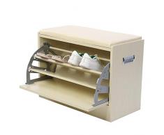 Scarpiera da Ingresso, Panca scarpiera con Cuscino e cassetto, Panca Sedile Comodo Scarpe ripiano Cuscino cassapanca Organizer, per Ingresso, Bagno, Soggiorno e Corridoio, 63.5 x 46.5 x 30cm(beige)