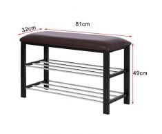 eSituro Scarpiera da Ingresso portascarpe salvaspazio Seduta Cuscino Comodo Cassapanca Bassa con Scaffale Organizer SSHR0035 Marrone-Nero