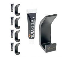 Set di 5 ganci adesivi resistenti - portasciugamani attaccapanni Soluzione senza forare per appendere asciugamani e abiti - Design elegante e facile da installare - colore nero