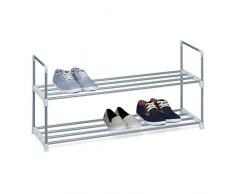 Relaxdays 10020501_347 Scaffale Portascarpe, Mobile per Scarpe, Versatile, Stabile e Sicuro, Poco Ingombrante e Pratico, 31 X 90 X 45 cm, Argento