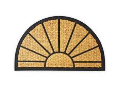Relaxdays Zerbino Semicircolare, 75 x 45 cm, Fibra Cocco, Tappetino da Ingresso Gomma, Design Circolare, Marrone, PVC, 45 x 75 cm