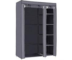 SONGMICS Armadio Cabina Guardaroba Appendiabiti in Acciaio Tessuto 175 x 110 x 45 cm Grigio LSF007G
