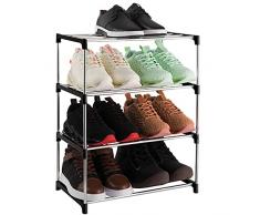 Xerhnan Scarpiera impilabile a 4 livelli, per riporre scarpiere leggero, per ingresso, corridoio e armadio (nero)