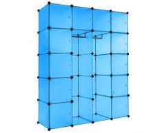 TecTake Scaffale armadietto modulare Mobile scaffalatura mensola per Scarpe Bagno Sistema di Plug-in Cuba con Appendiabiti - Disponibile in Diversi Colori - (Blu | No. 402088)