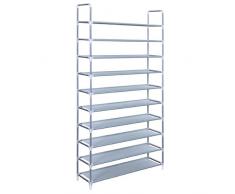 nalian® Scarpiera modulabile di 2 a 14 Mensole (10 A 70 paia) – Larghezza: 100 cm – Grigio o nero/Libreria – Entree – Ingresso – Scarpe – Organizzatore – Armadio – Range, grigio, 14 étagères
