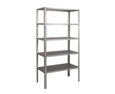 Scaffale in Kit: 5 ripiani 120X40 cm + 4 angolari H 2mt + Bulloni e Piedini