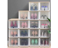 XIAOMEI Trasparente Plastica Scatole Scarpe Set,Porta Portascarpe Impilabile Scaffale Porta Scarpe Mensola Torre Contenitore Armadio 4 Pack-Verde Grande