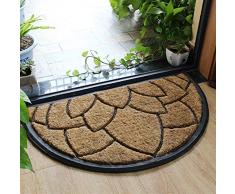Liveinu Zerbino Tappetino per Ingresso A Semicerchio in Cocco e Gomma Antiscivolo per Interni e Esterni 45x75cm Stile 10