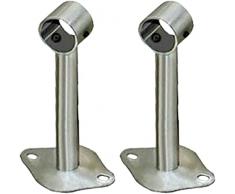 HJUEY Staffa di Supporto per Asta del Guardaroba, 2 Pezzi Staffa in Acciaio Inox per Asta di Tenda, Regolabile Staffa di Montaggio a Soffitto Appendiabiti Guardaroba per Appendere (200mm)