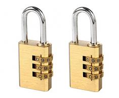 2 PCS Lucchetto A Combinazione A 3 Cifre, Lucchetti per Valigie Zaino Armadietto Casetta, Altezza Anello 20mm (3 Cifre)