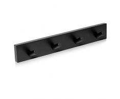 Kukicu Appendiabiti da Parete Legno Nero 4 Ganci - Attaccapanni da Muro Design - Appendiabiti Ingresso Bagno Camera Bambini
