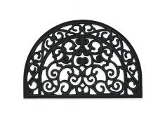 Relaxdays Tappeto Semicircolare, zerbino in Gomma, 60 x 40 cm, Resistente alle intemperie, Antiscivolo, per Interni ed Esterni, Colore: Nero