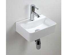 Lavandino rettangolare compatto in ceramica bianca, montaggio a parete, per piccolo guardaroba, bagno, 365 x 250 x 105 mm (stile 1)