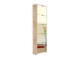 AVANTI TRENDSTORE - Koblenz - Scarpiera con Specchio e con 5 vani a ribalta in Laminato, in 2 Colori Diversi Disponibile, Dimensioni: Lap 58x177x17 cm (Marrone)