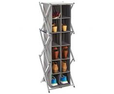 mDesign Scarpiera Slim per corridoio, Armadio e Camera – Porta Scarpe in Metallo e Stoffa – Alta scarpiera Armadio con 12 Scomparti Multiuso – Grigio Scuro e Argento
