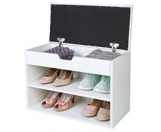 TRESKO® Scarpiera per 6 paia di scarpe con possibilità di seduta / libreria con cuscino lavabile, Scarpiera, panca con cuscino, credenza con possibilità di seduta, scarpiera con deposito per il corridoio, salotto, bagno o per