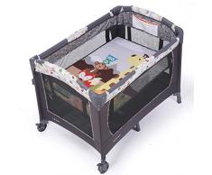 LIU UK Baby Changing Table Fasciatoio per Neonato, Culla Portatile Grigia, Lettino per Bambini Pieghevole, agitatore Rimovibile, zanzariera + Tavolo per Pannolini + Rack + portacappelli