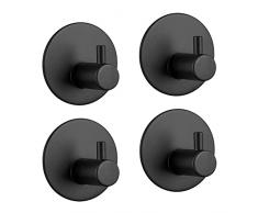 ZUIMENG Ganci Adesivi, 4 Pezzi Gancio Adesivo Appendi Accappatoio Porta Asciugamani in Acciaio Inox, Appendiabiti da Parete Muro Autoadesivo per Cucina e Bagno (Nero Opaca)