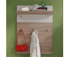 trendteam 1316-442-91 - Pannello guardaroba modello Campus in rovere grezzo chiaro e accessori bianchi, 80 x 109 x 30 cm