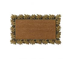 Relaxdays Zerbino in Gomma e Cocco, Esterni e Interni, 45x75 cm, Antiscivolo, Design a Foglie, da Ingresso, Oro, 1 pz