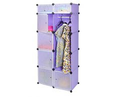Armadio/Armadietto a muro per corridoio camera da letto a 7 scomparti senza viti, colore: viola/lillà