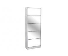 Gicos Mobile scarpiera Struttura in Legno 5 Ante Specchio Colore Bianco 63 * 24 * 180 cm PUR-770180