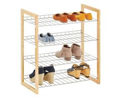 mDesign Scarpiera salvaspazio a 4 ripiani – Porta scarpe in metallo e legno – Pratico scaffale per scarpe per corridoio, armadio o camera da letto – naturale