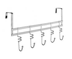 Premier Housewares Appendiabiti da porta cromato, 5 ganci, Per porte spesse 45 mm