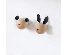 anaan Zoo Attaccapanni Muro Bambini Appendiabiti a Parete Legno Ganci montaggio a parete Moderno scandinavo Design Set di 2