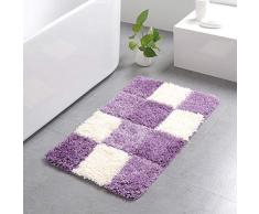 Homieco Tappetini da Bagno Moderni in Plaid Tappeti in Microfibra Morbida Lavaggio a Macchina Doccia zerbino, 23,6 x 35,4/ Viola