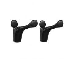 kwmobile Set 2x Attaccapanni Adesivi - Attacca Panni con Adesivo e Viti - Sostegno Appendi Abiti in Lega di Alluminio Plastica ABS - Appendiabiti Parete - Porta Indumenti