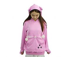 Felpa con Cappuccio da Uomo a Maniche Lunghe con portacappelli per Animali Domestici Cat Ear Kangroo Pouch (Color : Pink, Size : S)