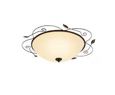 JUBANGLIAN Ferro Battuto Pizzo Plafoniera,Camera da Letto Rotonda da Incasso Lampada da Soffitto con Paralume in Vetro Smerigliato Ristorante Studio Guardaroba Balcone Portico Plafoniere