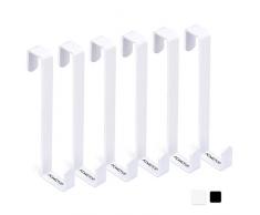 ACMETOP 6 Pezzi Ganci Reversibili per Armadio a Cassetti, Ganci Porta Reversibili Singola Adatto per Porte 1,3 cm e 2,3 cm, Robusto Appendiabiti in Metallo Tenere Fino a 10 kg (Bianco)