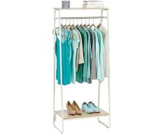 Iris Ohyama, Appendiabiti, Armadio guardaroba, Appendiabiti, Ripiani solidi, Facilità di montaggio, Multiuso, Design, Ufficio, Ingresso, Camera da letto, Soggiorno - Metal Garment Rack, PI-B2, Bianco