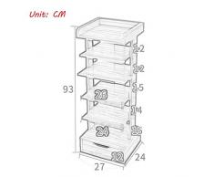 YX-Portascarpe Scarpiera 6 Livelli Scaffali Ripiani Scaffale Organizzatore Mensola con cassetto Legno MDF Bordo Stabile Verticale Salva Spazio Natura (27CMX24CMX93CM)