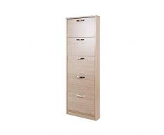 Scarpiera slim salvaspazio olmo rovere cm 180x65x15