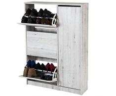 TOPKIT | Scarpiera Tigris 55AB | Armadio per Scarpe | Scarpiera con Specchio | 15 Paia di Scarpe | Misurazioni 25 x 89 x 123 cm | Bianco Mozart