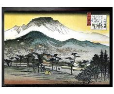 1art1 Utagawa Hiroshige Otto Panorami di Omi, La Campana Serale di MII, 1834-1835 Zerbino 70x50 cm