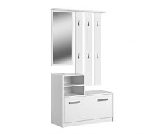 Selsey Set appendiabiti, materiale a base di legno, Bianco, 62.99 x 33.46 x 9.45 cm